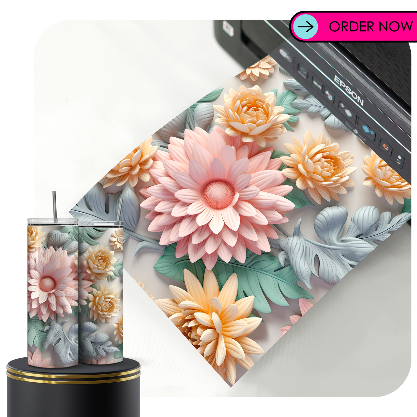 Transferencias de sublimación 3D ST39 para vasos de 20 oz