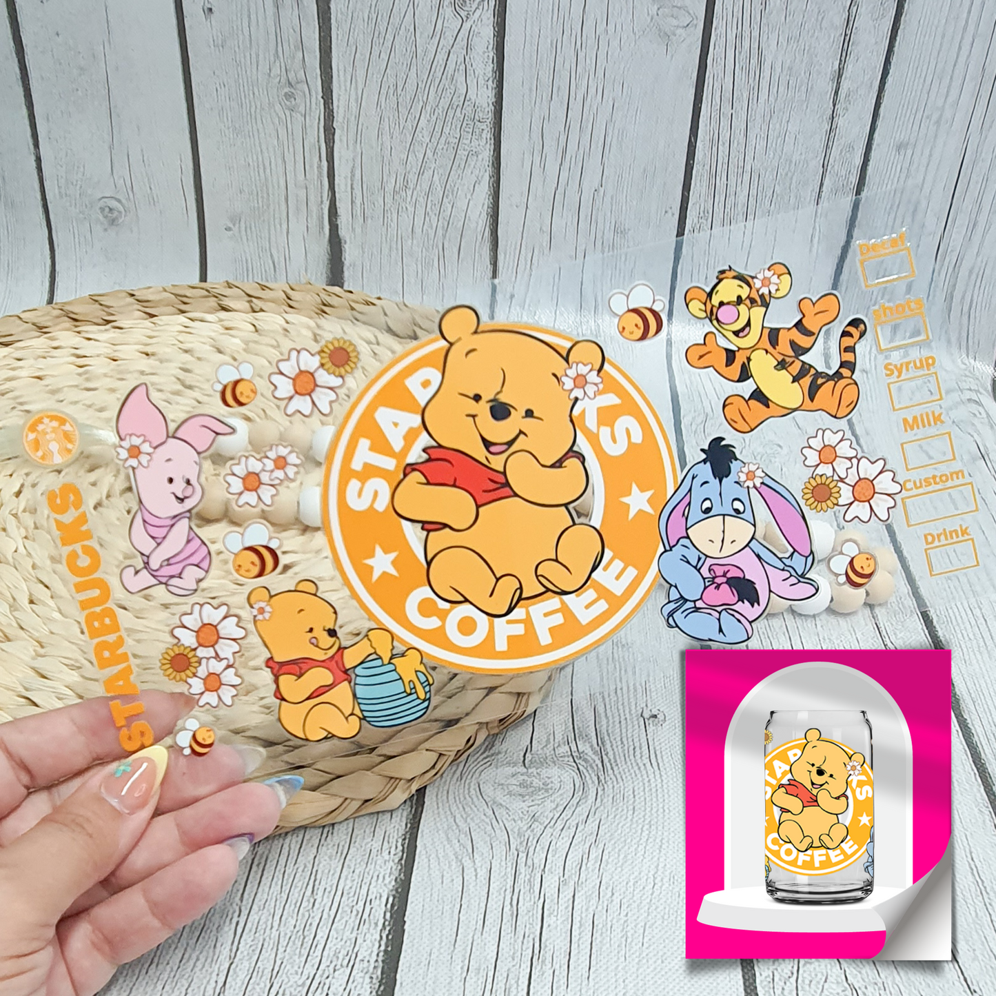 UV09 / Squishy honey bear & Friends 16 oz UV DTF Cup Wrap