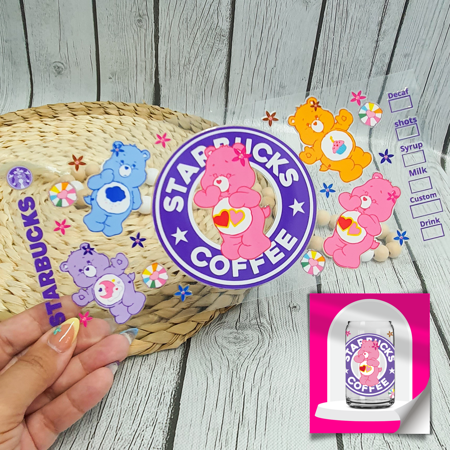 UV03 / Happy Bears 16 oz UV DTF Cup Wrap