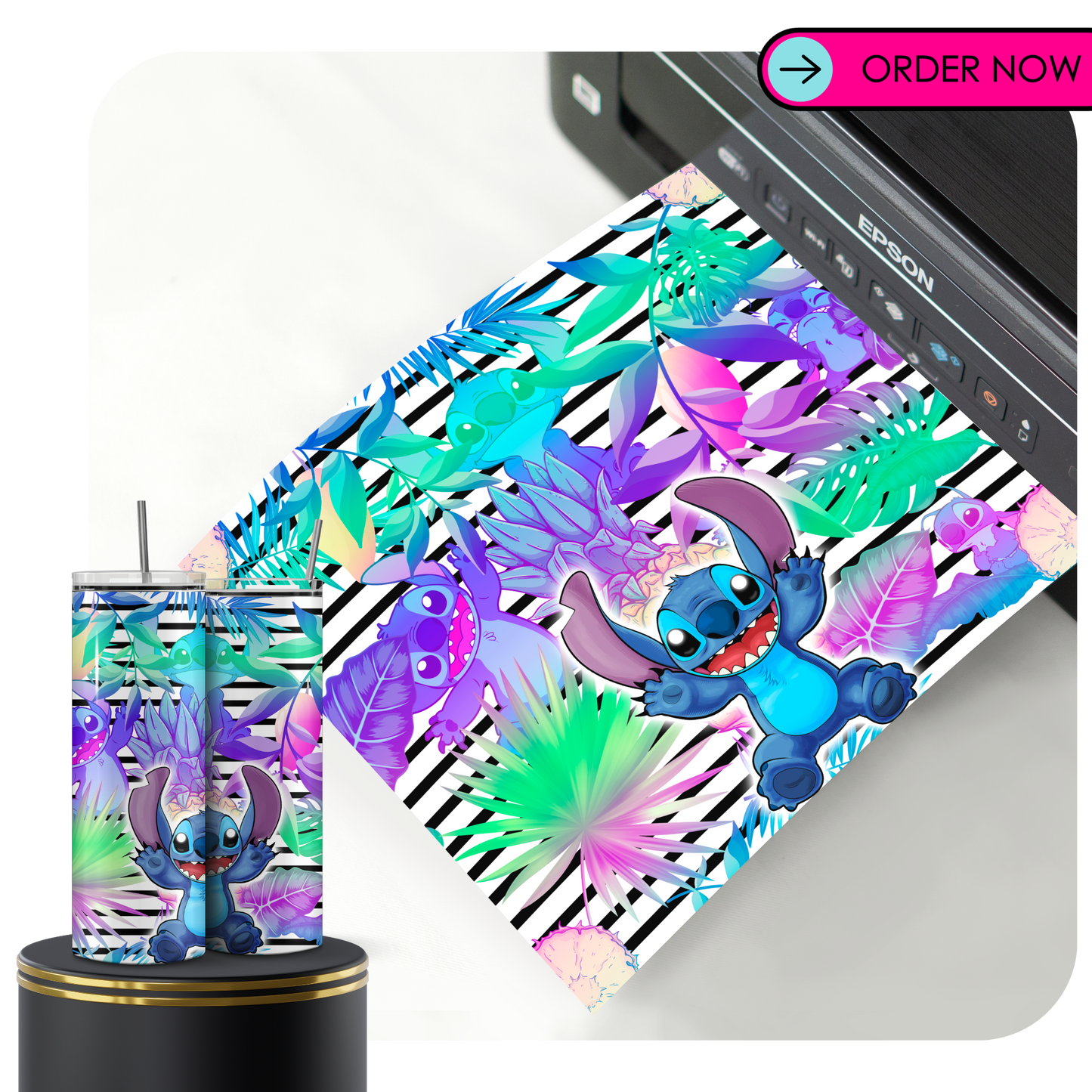 ST40 / Transferencias de Sublimación Alien Azul para Vasos 20oz