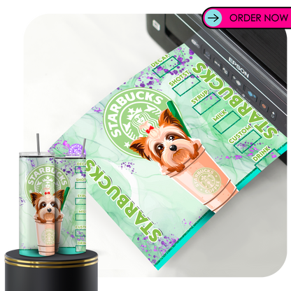 ST27 / Yorkie coffee Sublimation Transfers for Tumblers 20oz