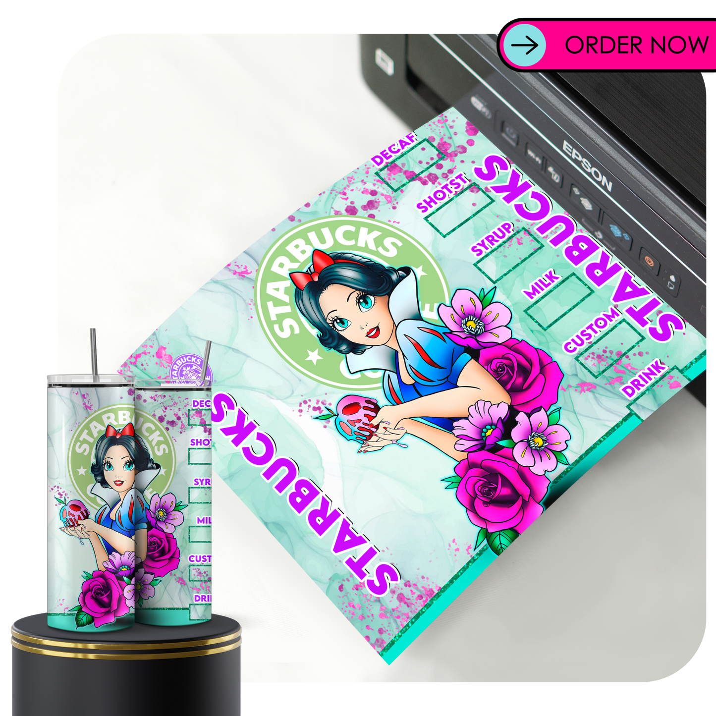 ST28 / Snow princess Sublimation Transfers for Tumblers 20oz
