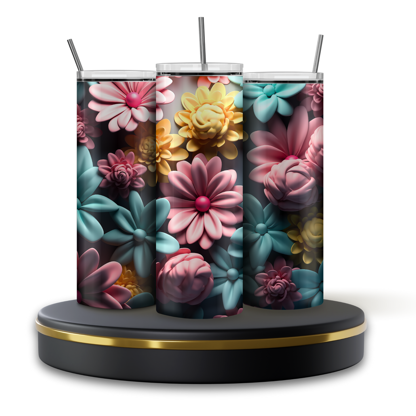 Vaso 3D Flores de colores